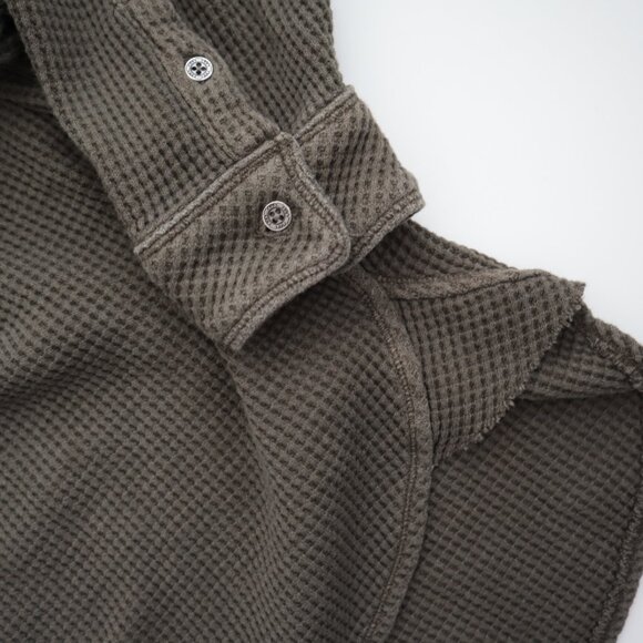 Aerie Lumber Jane Waffle Button Front Shirt in Nomad Olive | M - Picture 4 of 5